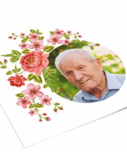 Fotokaart rond rode bloemen